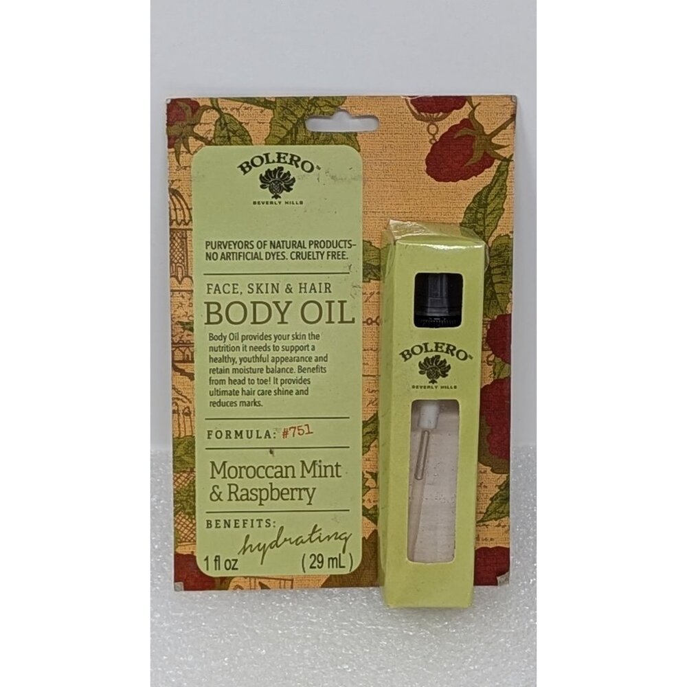 Bolero Moroccan Mint & Raspberry Face Skin & Hair Body Oil 1 Fl Oz